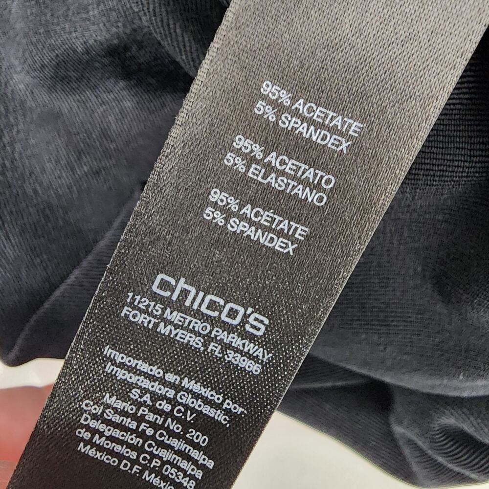 Chicos Travelers Womens Pants Straight L Short Black Slinky Knit Pull On Stretch - Picture 7 of 8